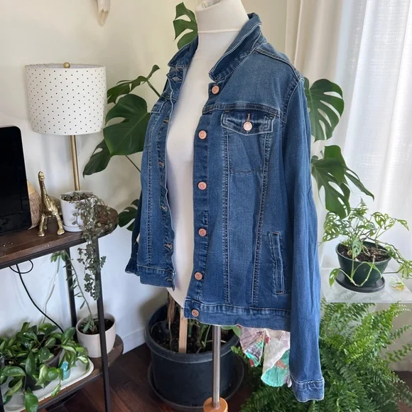 Wild Hope Upcycled Green Patterned Kantha Stretch Jean Jacket M - Picture 12 of 14